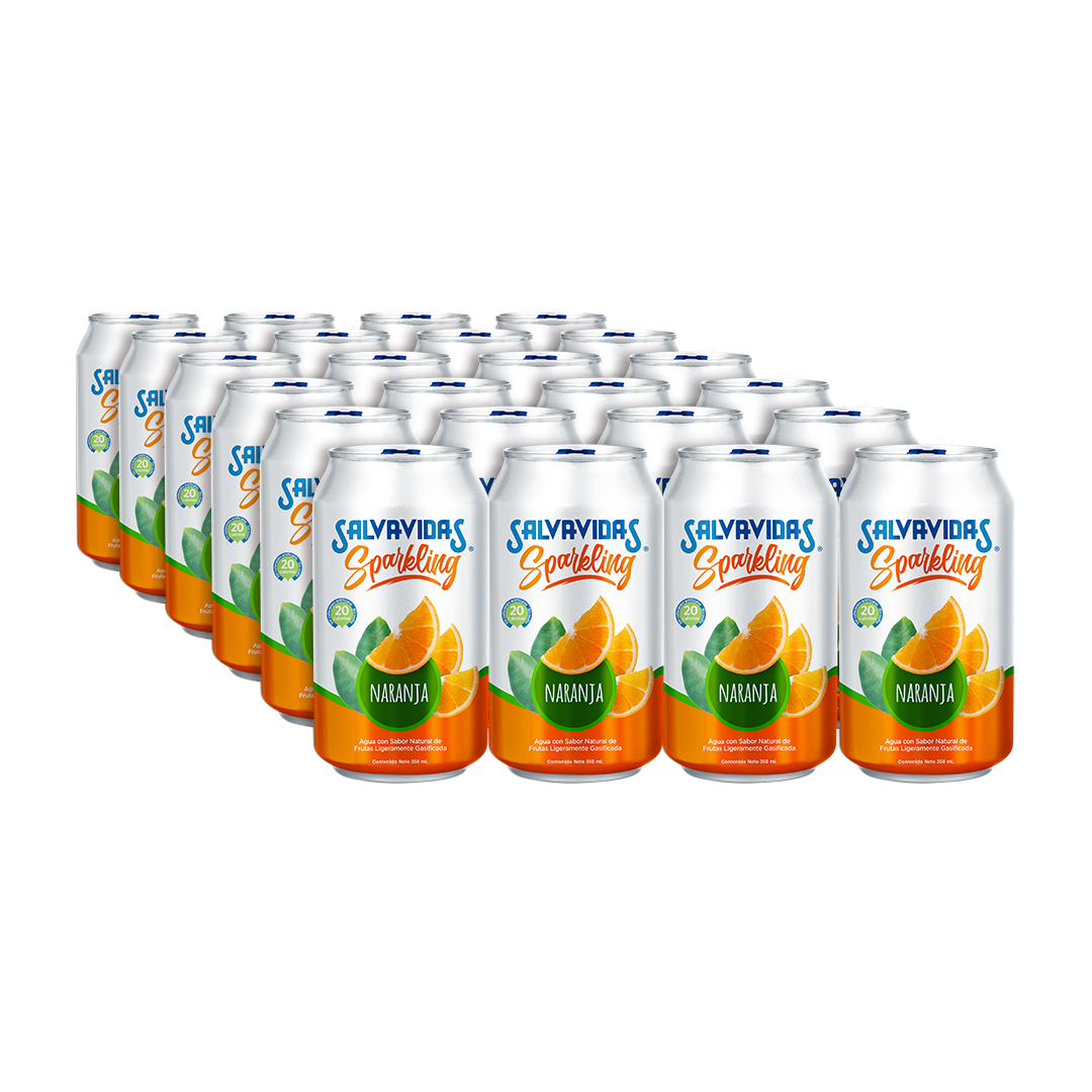 24 Pack Agua Pura Salvavidas Naranja en Lata
